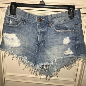 High waisted denim cutoff shorts